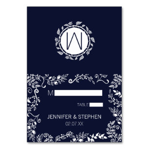 Elégante carte marine bleu et blanc Floral Place