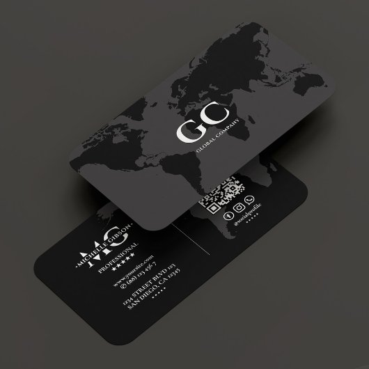 Élégante carte mondiale professionnelle Black Grey
