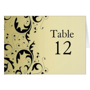 Elégante carte noire/or Floral Table
