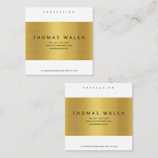 Elégante Carte Or Moderne avec lignes Or (Devant / Derrière)