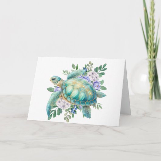 Elégante carte Pastel Watercolor Sea Turtle Note (Devant)