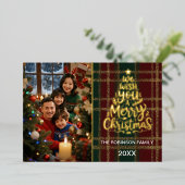 Elégante carte photo de Noël avec Gold Foil (Debout devant)