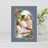 Elégante carte photo de Noël avec message sur le d (Debout devant)