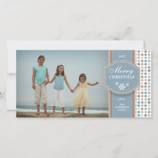 Elégante carte photo de Noël Motif bleu et blanc