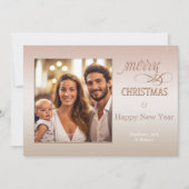 Elégante carte photo de Noël rose-blanc (Devant)