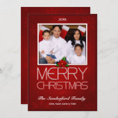 Elégante carte photo de Noël - rouge / blanc (Devant / Derrière)