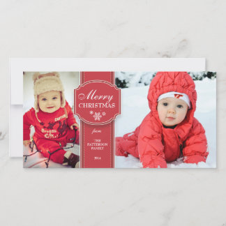 Elégante carte photo de Noël Rouge & Blanc 2 Photo
