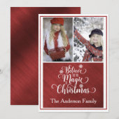 Elégante carte photo de Noël rouge et blanc (Devant / Derrière)