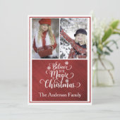 Elégante carte photo de Noël rouge et blanc (Debout devant)