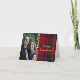 Elégante carte photo de Noël Rouge Plaid