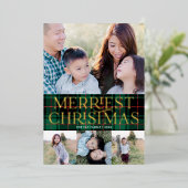 Elégante carte photo de Noël Tartan Vert (Debout devant)