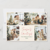 Elégante carte photo de Noël verte et rouge (Devant)