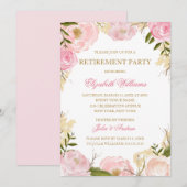 Élégante carte Pink Rose Retraite Party (Devant / Derrière)