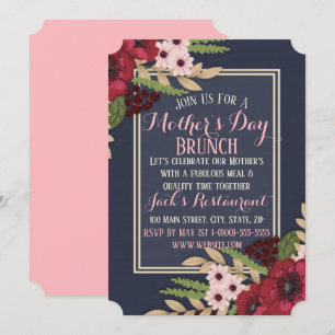 Élégante carte plat Invitation Fête des Mères