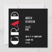 Élégante carte plat noir blanc typographie diplômé (Devant)