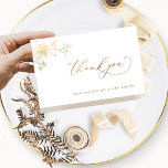 Élégante carte pliée de Merci Mariage doré<br><div class="desc">Merci à vos invités avec cet élégant carte de remerciements plié de mariage avec des détails délicats de calligraphie manuscrite et de beaux feuilles botaniques faux dorés dans les teintes dorées. Option permettant d'ajouter dans la section inférieure intérieure un message imprimé ou de laisser en blanc afin de pouvoir écrire...</div>