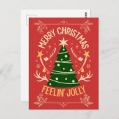 Elégante carte postale Arbre de Noël : Rouge & Rad (Devant / Derrière)