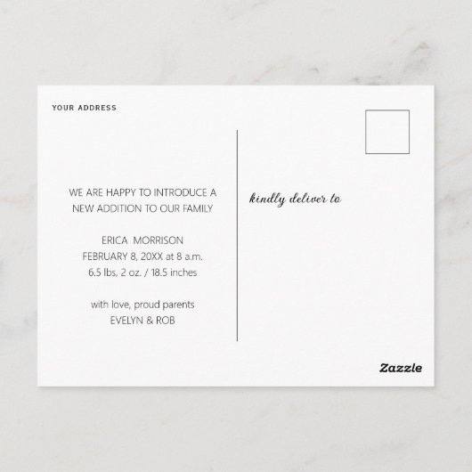 élégante carte postale blanche moderne (Dos)