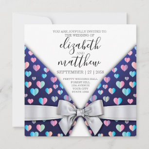 Élégante carte postale Bow and Heart Speckles