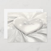 Elégante carte postale Coeur crème blanche (Devant / Derrière)