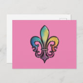 Elégante carte postale colorée Fleur de Lis (Devant / Derrière)