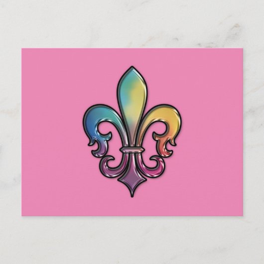Elégante carte postale colorée Fleur de Lis (Devant)