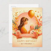 Elégante carte postale d'anniversaire (Devant / Derrière)