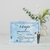 Elégante carte postale de faire-part de mariage fl (Debout devant)