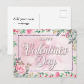 Elégante carte postale de la Saint Valentin rose (Devant / Derrière)