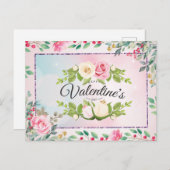 Elégante carte postale de la Saint Valentin rose (Devant / Derrière)