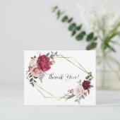 Elégante carte postale de Merci Floral Géométrique (Debout devant)