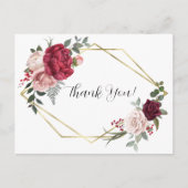 Elégante carte postale de Merci Floral Géométrique (Devant)