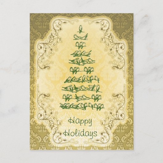 Elégante carte postale de Noël aux oiseaux (Devant)