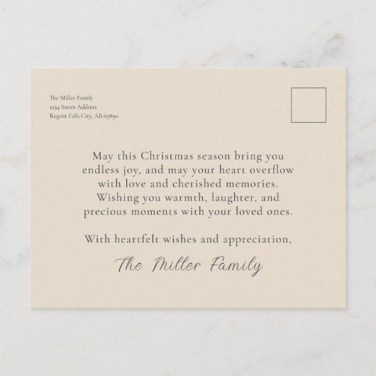 Elégante carte postale de Noël Snowflake (Dos)