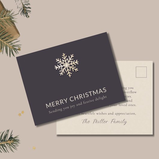 Elégante carte postale de Noël Snowflake