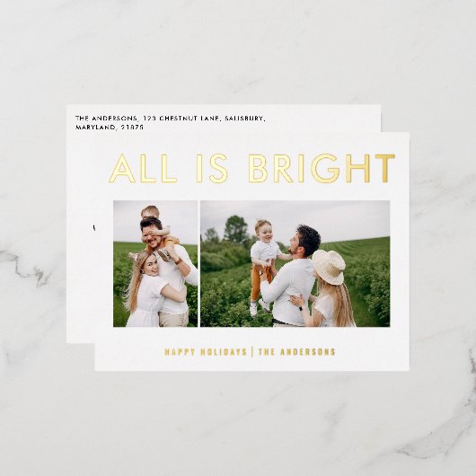 élégante carte postale de vacances avec feuille d' (Recto/Verso)