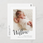 Elégante carte postale Faire-part de naissance pho (Devant / Derrière)