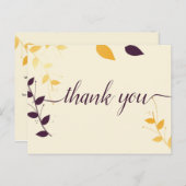 Elégante carte postale Feuille en or violet (Devant / Derrière)