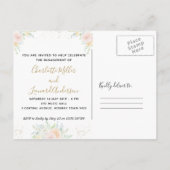 Elégante carte postale Floral et fiançailles or (Dos)