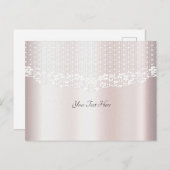 Elégante carte postale florale dentelle blanche (Devant / Derrière)