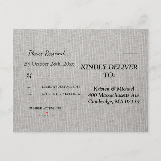 Elégante carte postale Invitation RSVP (Dos)
