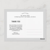 Elégante carte postale Mariage Couple Merci (Dos)