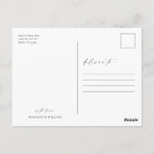 Elégante carte postale Mariage photo Merci (Dos)