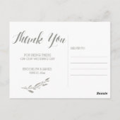 Elégante carte postale Merci de mariage Gris Wreat (Dos)