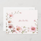 Elégante carte postale rose blanche (Devant / Derrière)