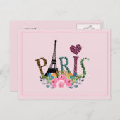 Elégante carte postale Tour Eiffel Paris (Devant / Derrière)