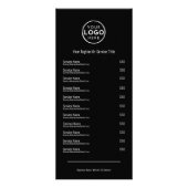 Elégante carte rack de menu Black White Services (Devant)
