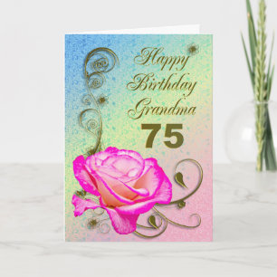 Elégante carte rose 75ème anniversaire pour grand-