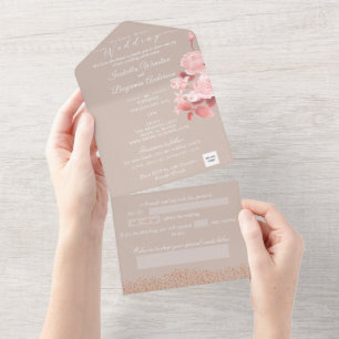 Élégante carte Rose chic
