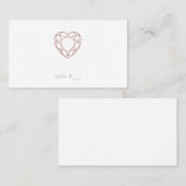 Elégante carte rose de coeur d'or - plat (Devant / Derrière)